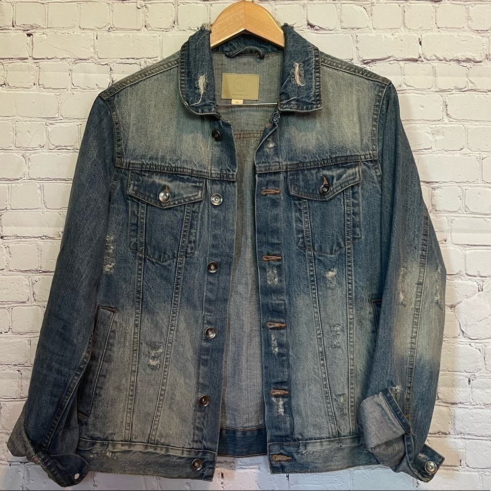 Cotton On Distressed Jean Jacket Mens size Small
